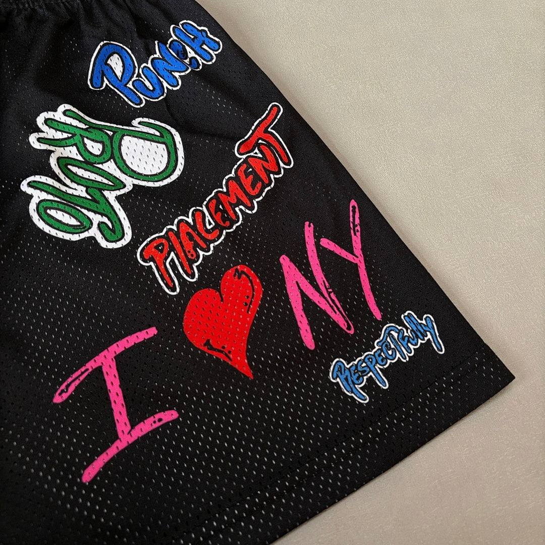 AURORA WASH SHORTS 'Multi Logo Black'