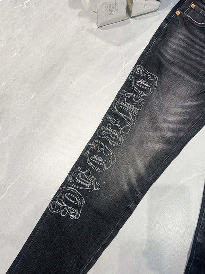TEXTURED ARCH DENIM “Gothic Embroidery”