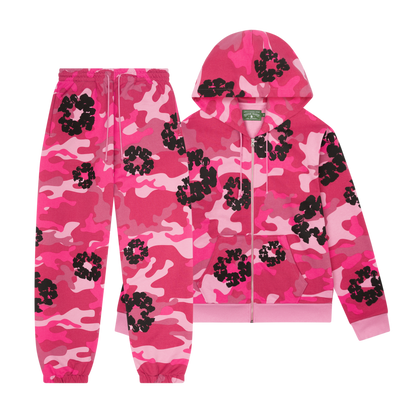 WASHED INDIGO SET “Camo Pink”