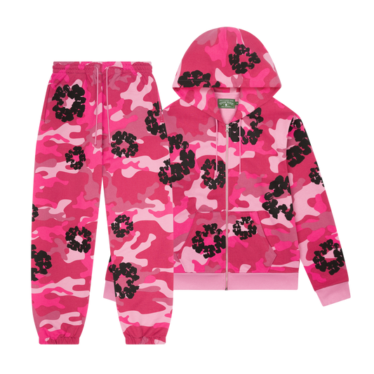WASHED INDIGO SET “Camo Pink”