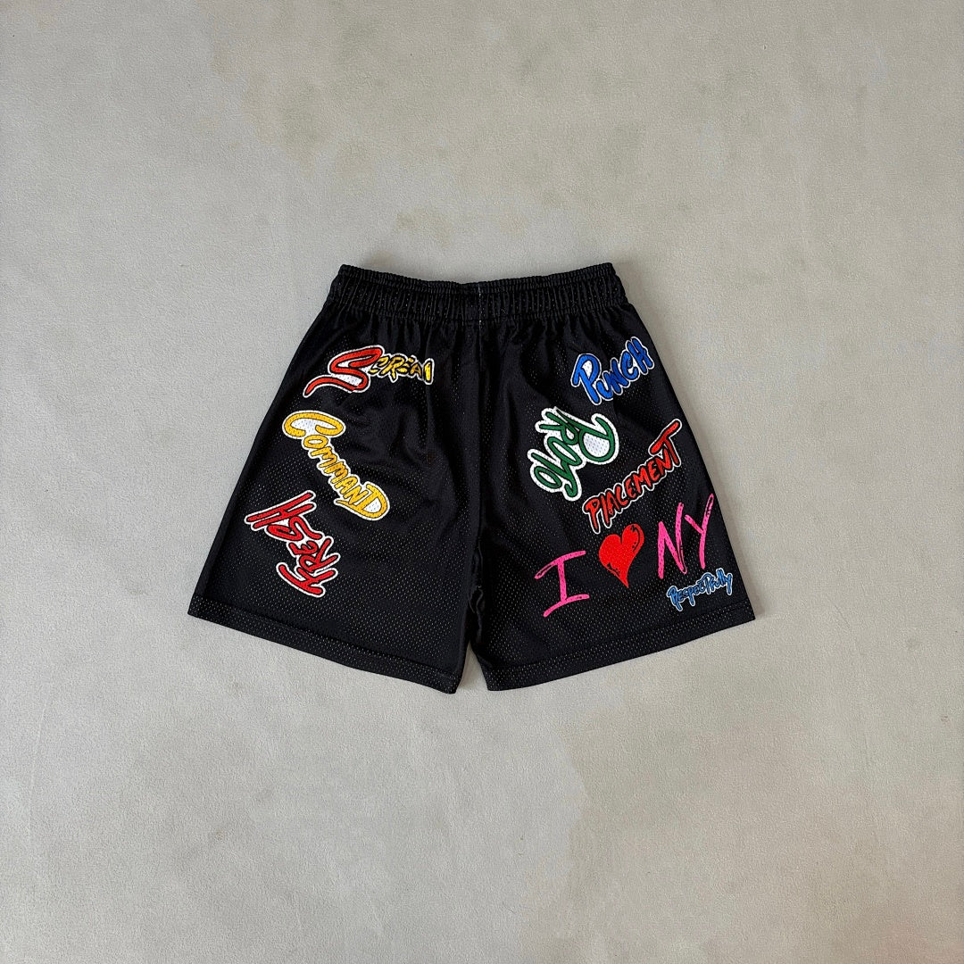 AURORA WASH SHORTS 'Multi Logo Black'