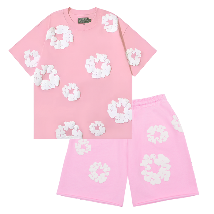 WASHED INDIGO SET “Pink”