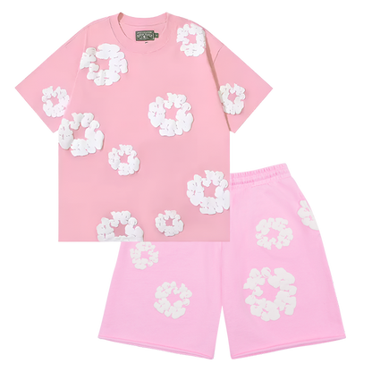 WASHED INDIGO SET “Pink”