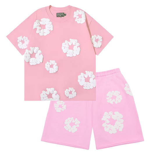 WASHED INDIGO SET “Pink”
