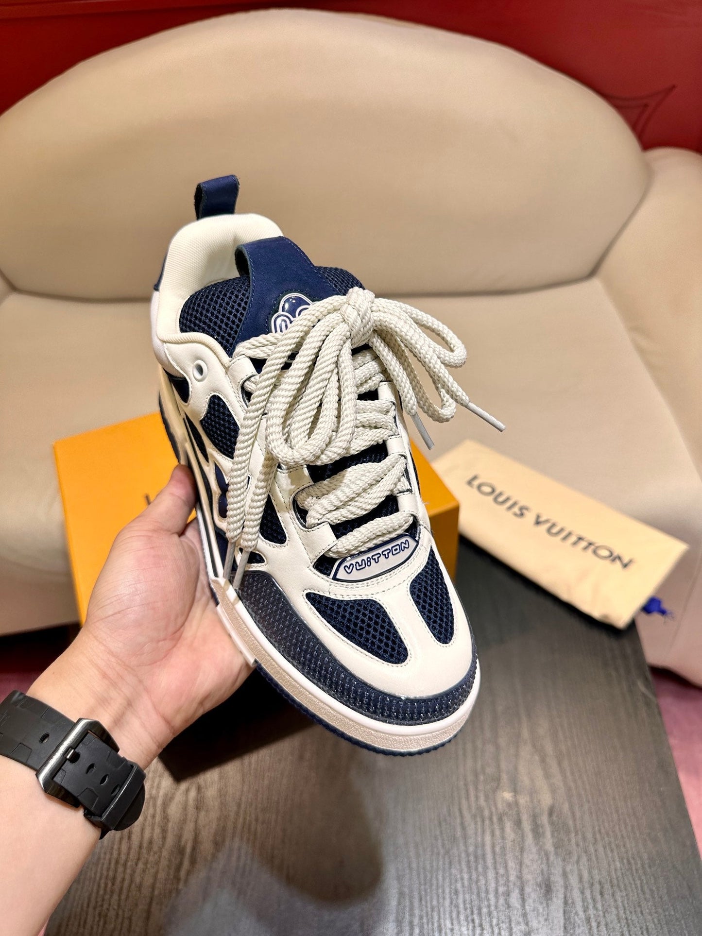 CHUNKY SKATE TRAINER “White Blue”